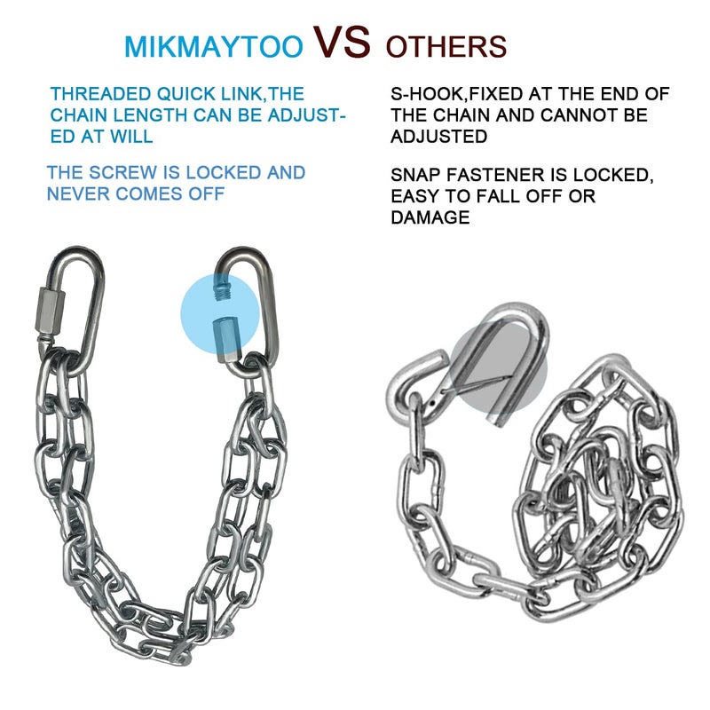 MIKMAYTOO 1/4"" X 24"" Trailer Safety Chain with Threaded Quick Link Grade 30 (M6*24 Inch Trailer Safety Chain-1PCS) - Image 4